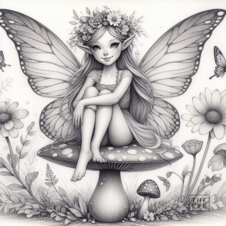 Un hada en un estilo de dibujo a lápiz Un hada en un estilo de dibujo a lápiz