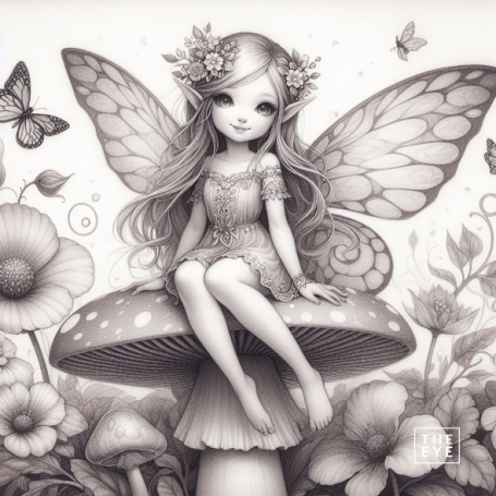 Un hada en un estilo de dibujo a lápiz Un hada en un estilo de dibujo a lápiz
