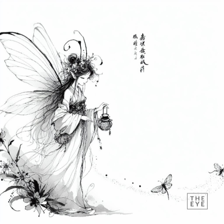 Un hada en un estilo de dibujo tinta china Un hada en un estilo de dibujo tinta china
